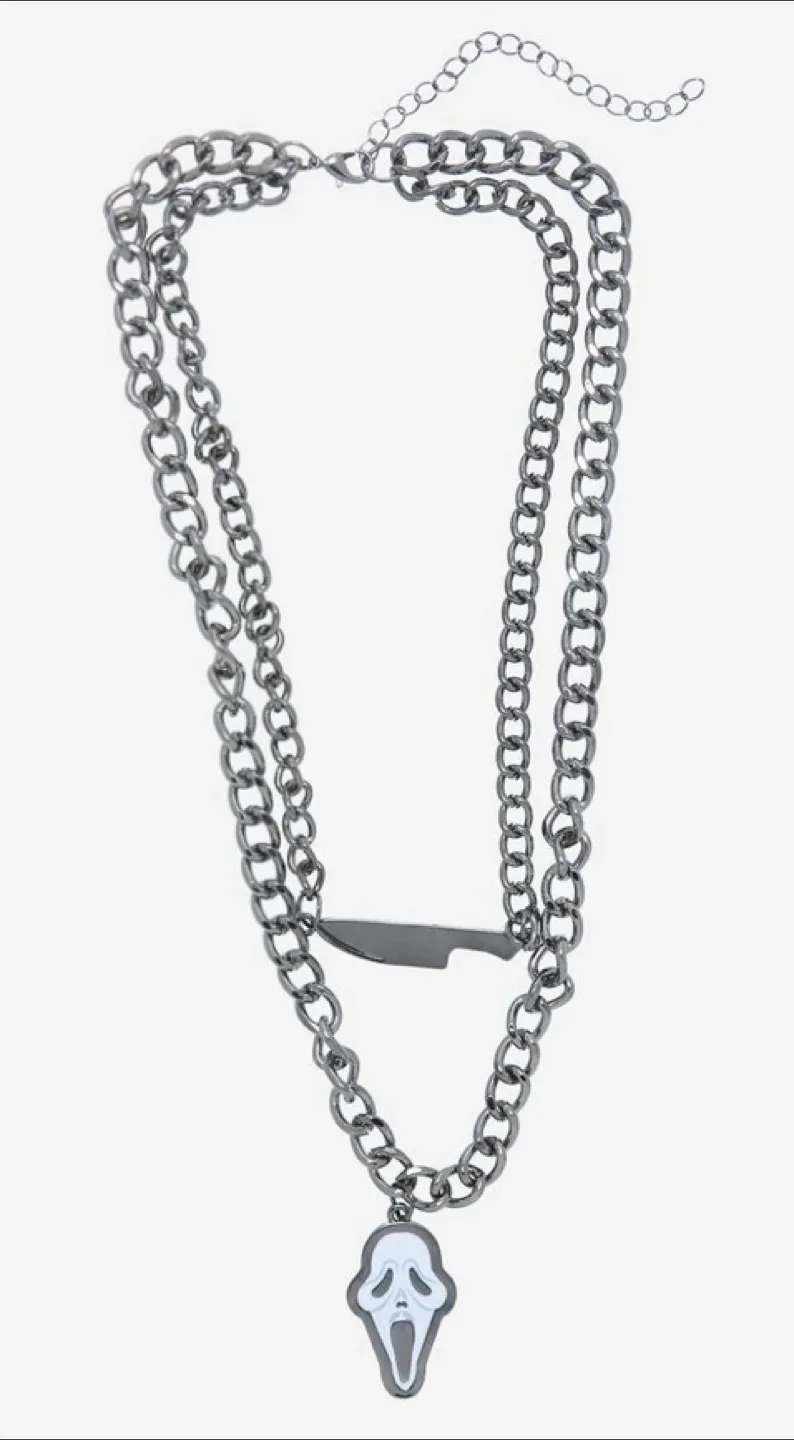 Scream Ghost Face Chain Necklace Horror Movie Halloween Bioworld image indicator(3)