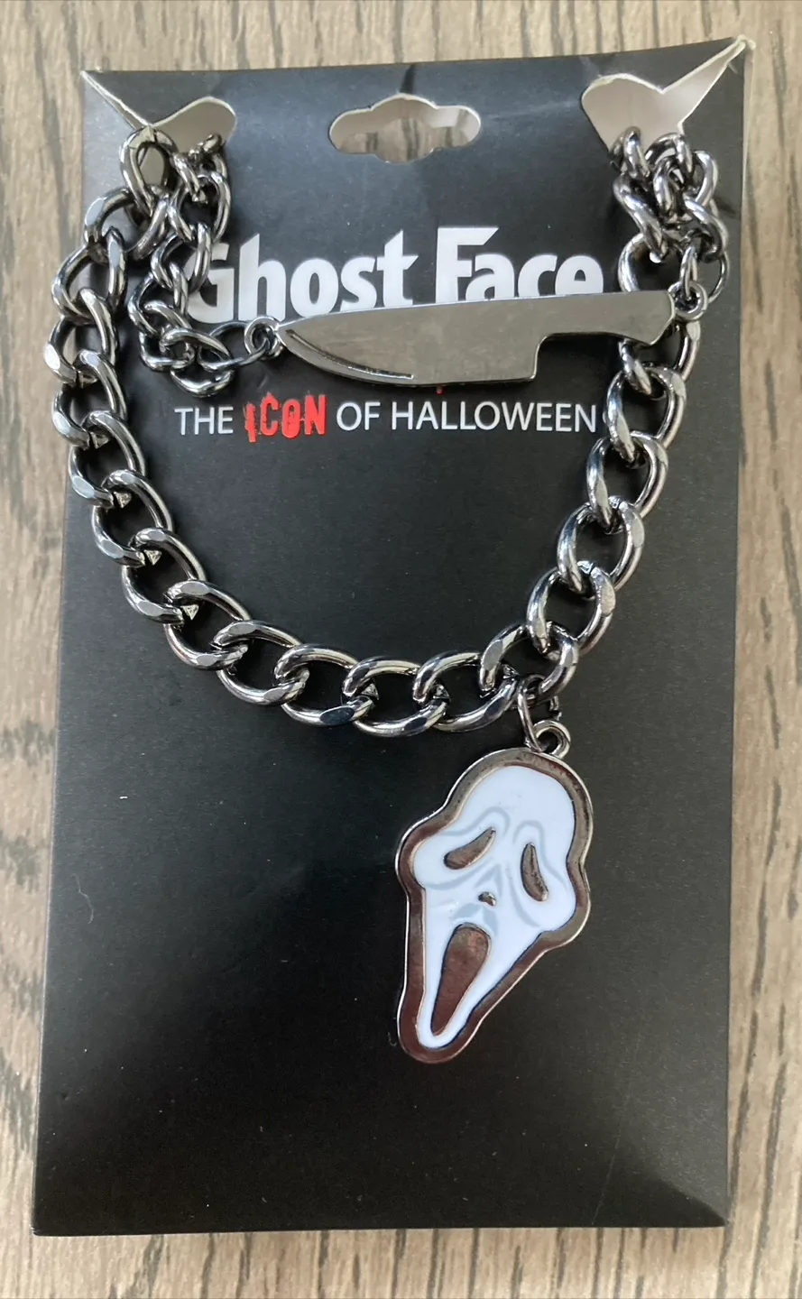 Scream Ghost Face Chain Necklace Horror Movie Halloween Bioworld thumbnail