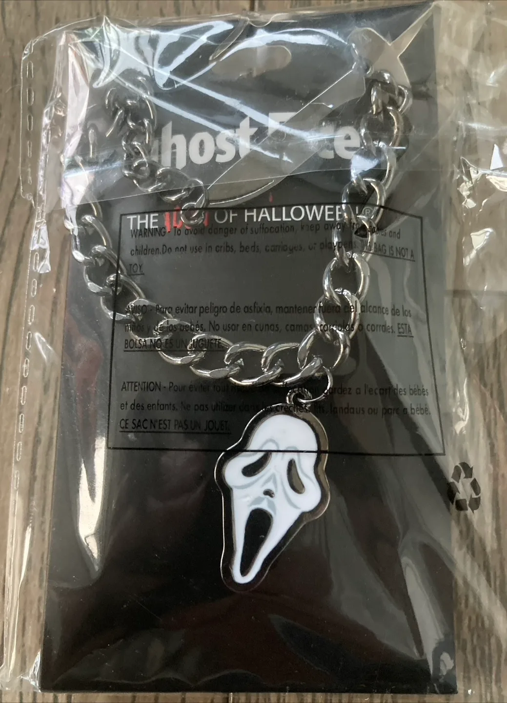 Scream Ghost Face Chain Necklace Horror Movie Halloween Bioworld image indicator(5)