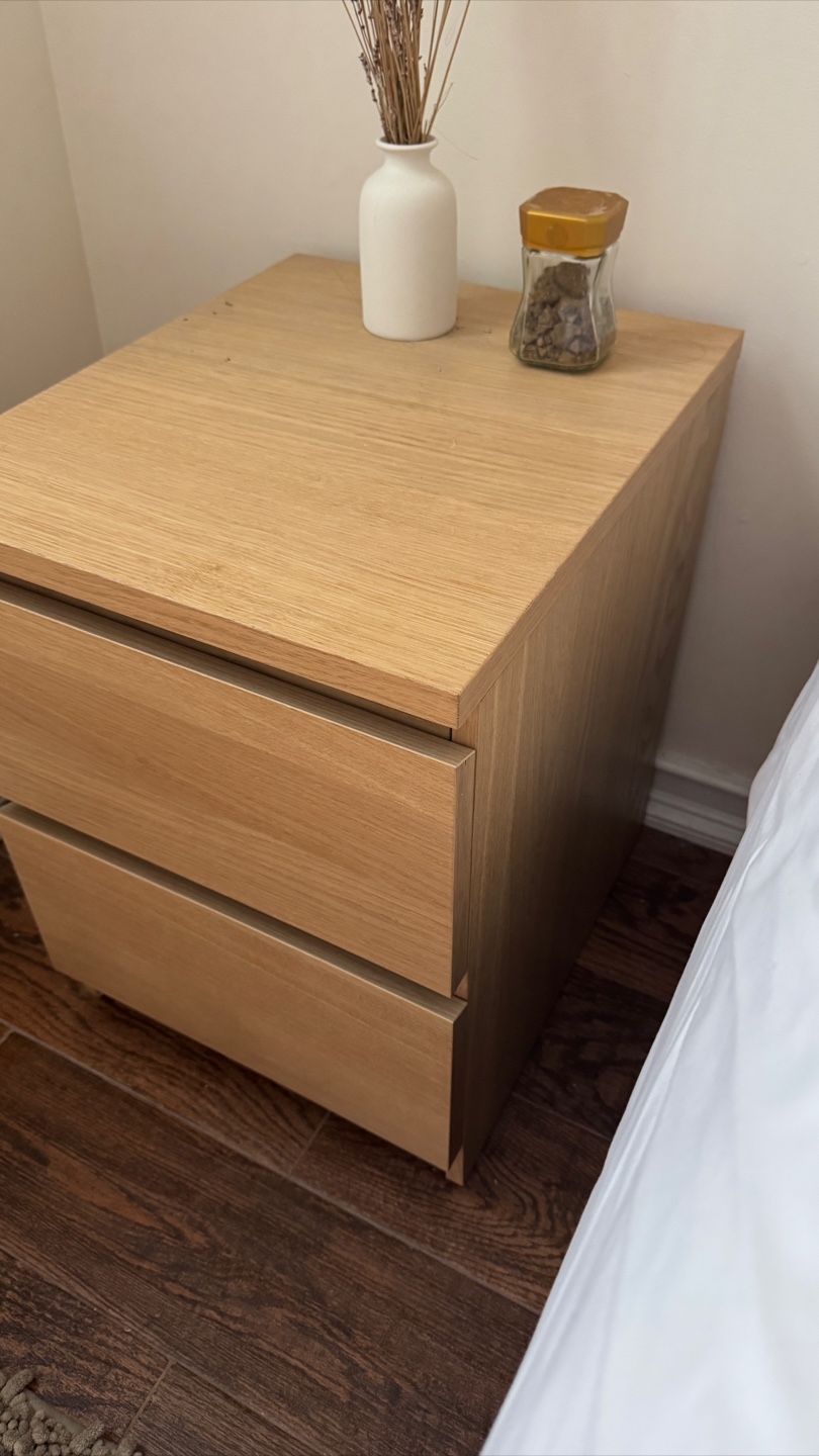 IKEA Wooden Nightstand with Two Drawers - photo 3