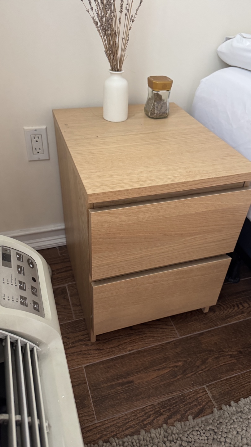 IKEA Wooden Nightstand with Two Drawers - photo 4
