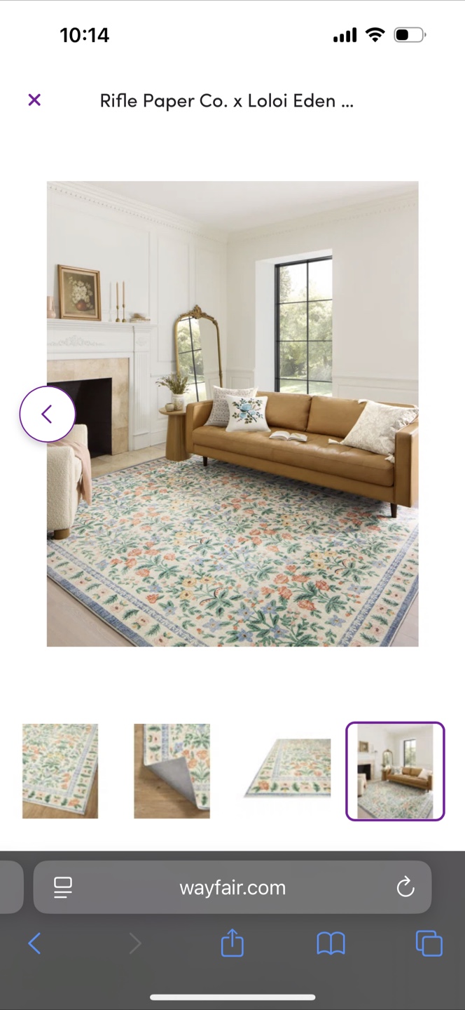 8’6” x 11’6” Mughal Garden Cream Rug feat CloudPile