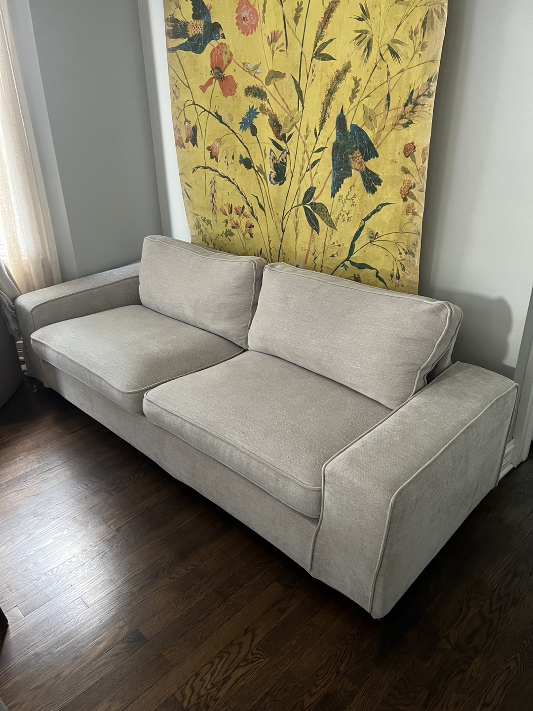 Light Beige Chenille Sofa - Sits 3 Comfortably - photo 2