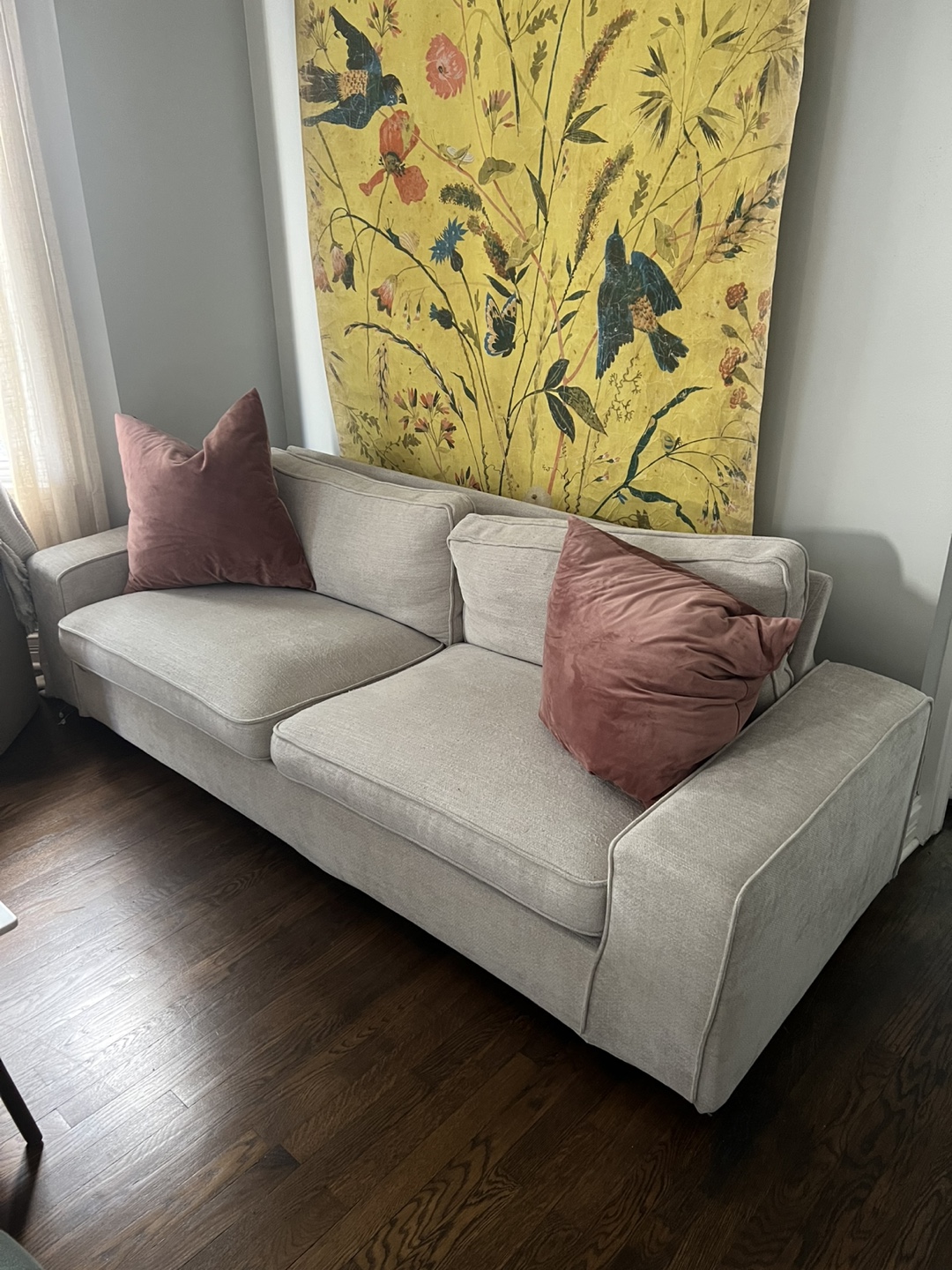 Light Beige Chenille Sofa - Sits 3 Comfortably - photo 3