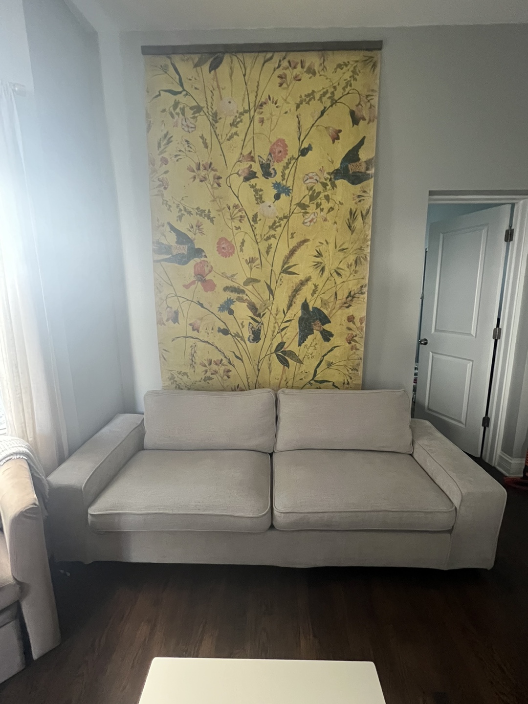 Light Beige Chenille Sofa - Sits 3 Comfortably