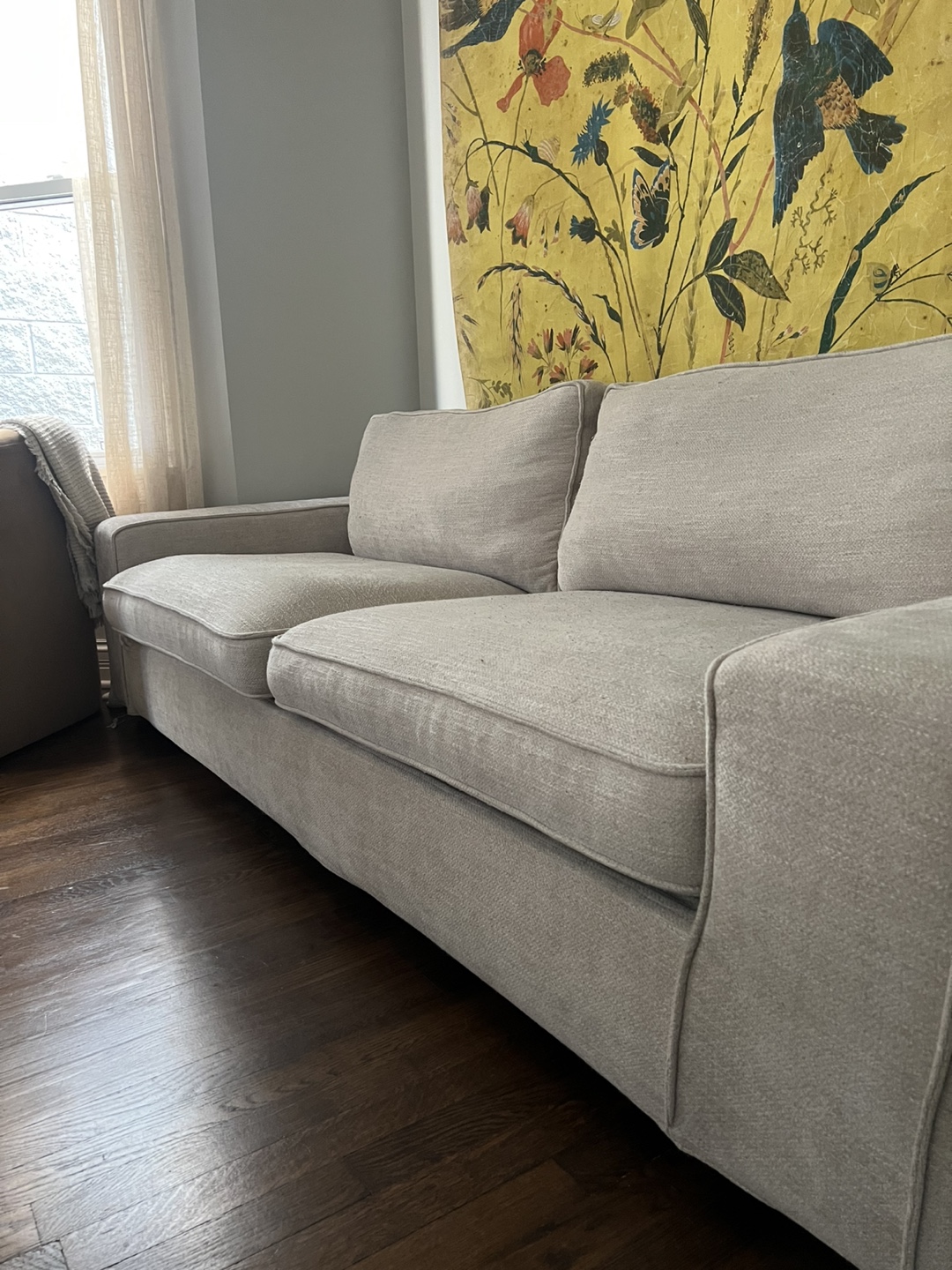 Light Beige Chenille Sofa - Sits 3 Comfortably - photo 4
