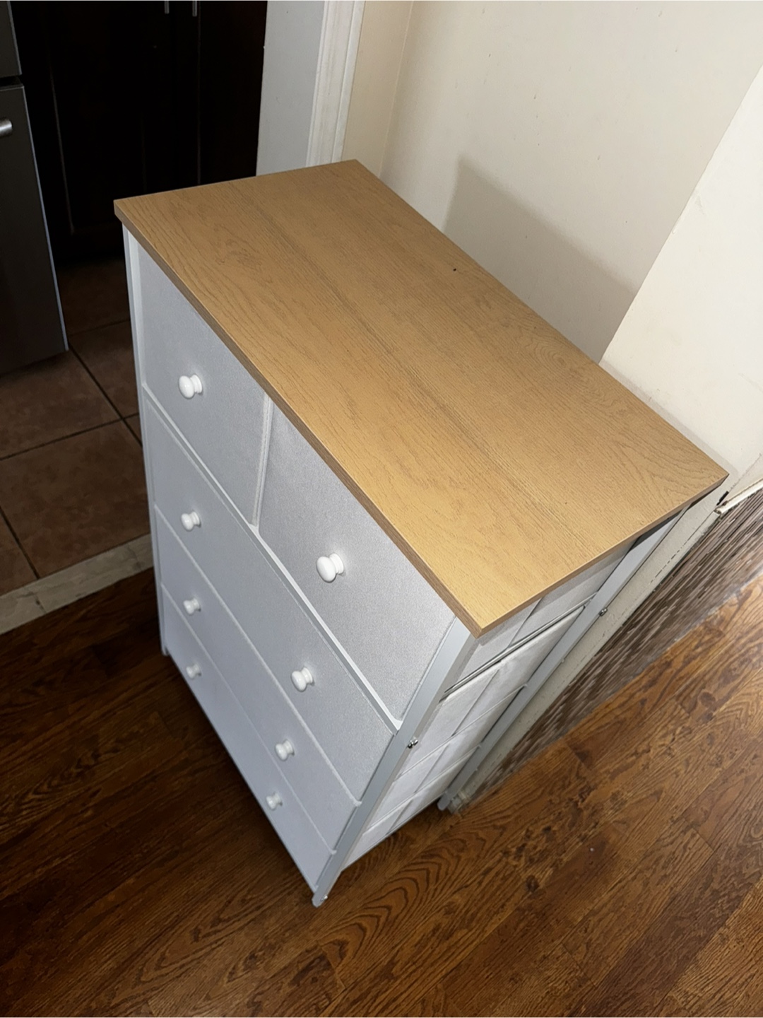 White and Wood Tone Chest of Drawers