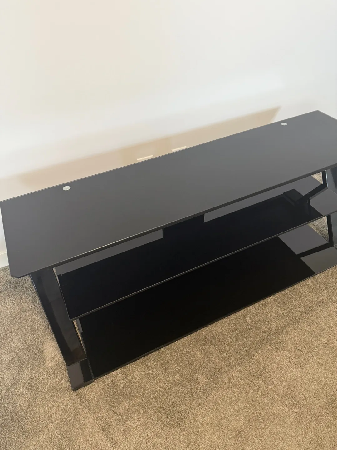 Modern Black Glass TV Stand – Excellent Condition image indicator(4)