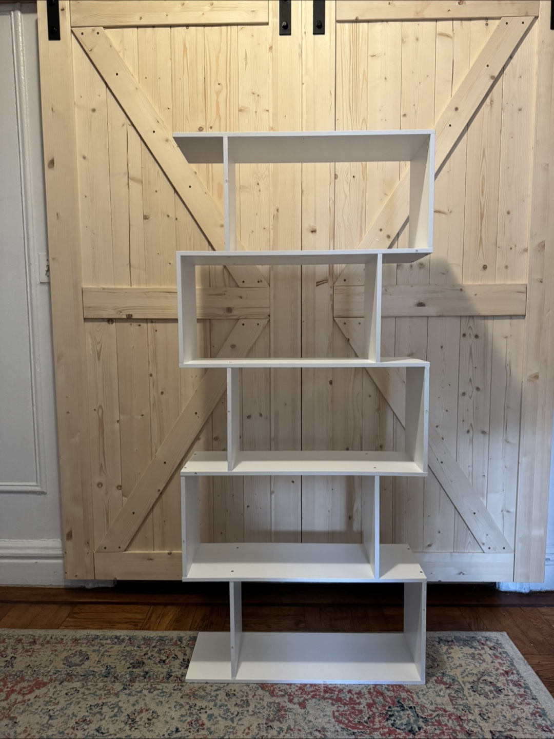 Yusong 5-Tier Geometric Bookcase - White - photo 3