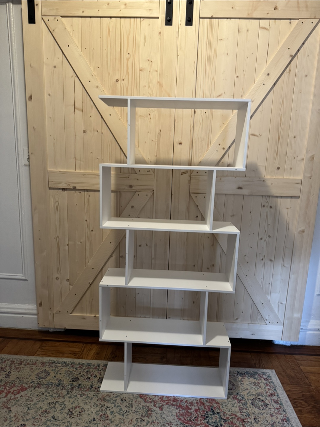 Yusong 5-Tier Geometric Bookcase - White - photo 4