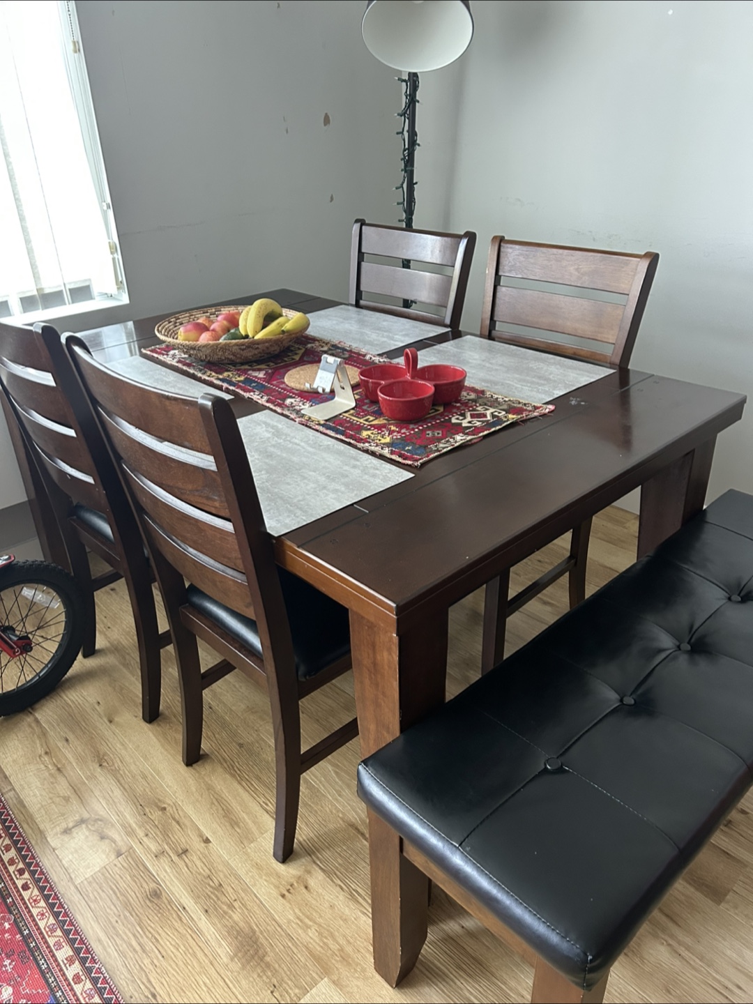 Gorgeous Dark Wood Dining Set – 7 Seats Total – $450 - photo 3