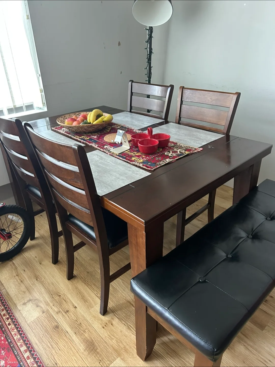 Gorgeous Dark Wood Dining Set – 7 Seats Total – $450 image indicator(3)