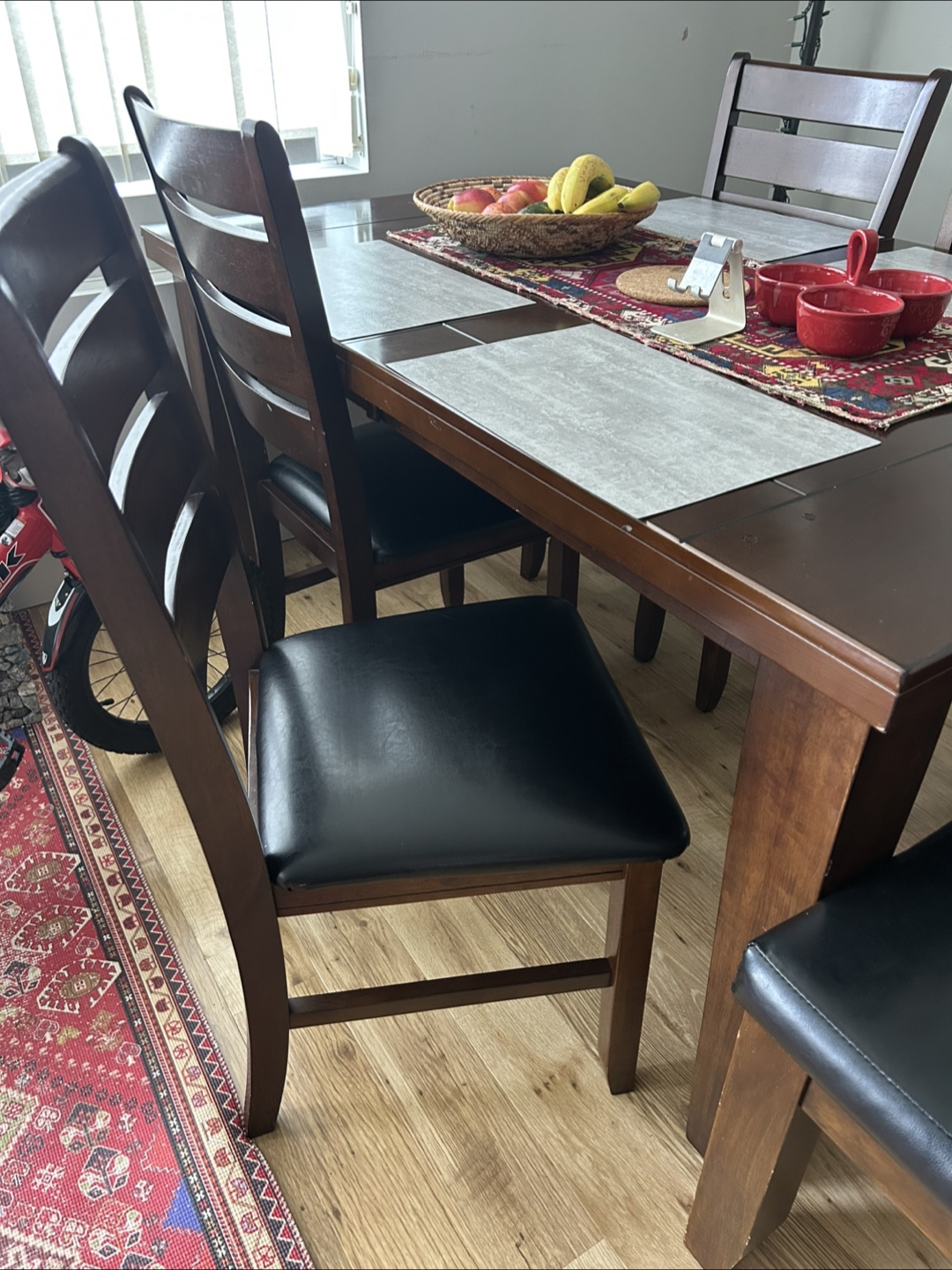 Gorgeous Dark Wood Dining Set – 7 Seats Total – $450 - photo 2