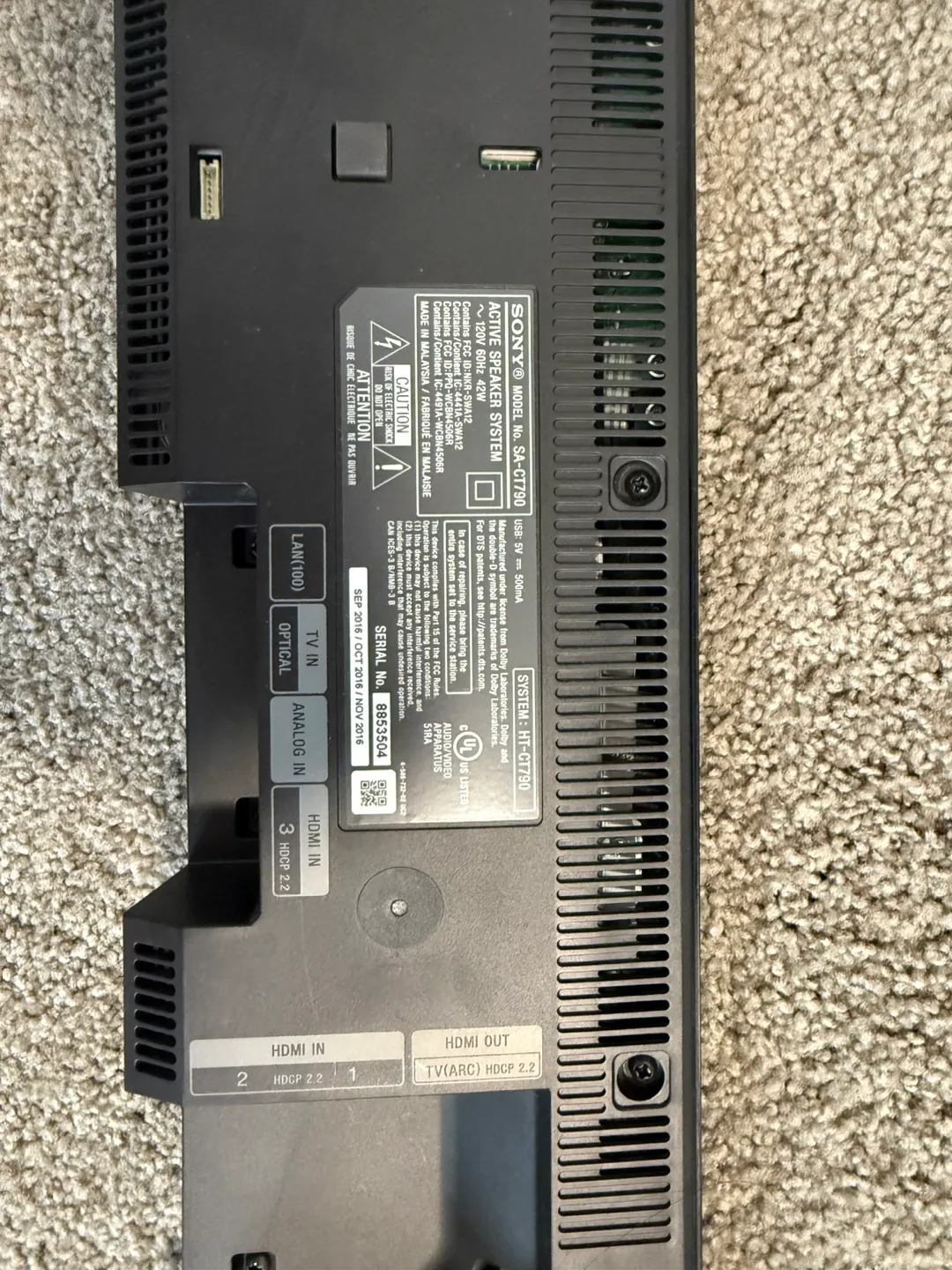 Sony HT-CT790 Soundbar & Wireless Subwoofer image indicator(6)