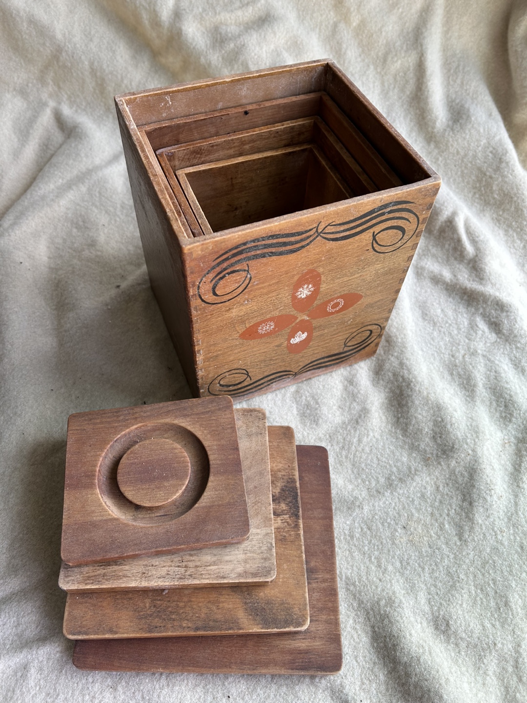 Vintage Wooden Boxes with Decorative Design - photo 3