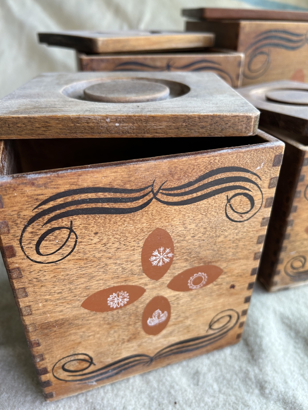 Vintage Wooden Boxes with Decorative Design - photo 2