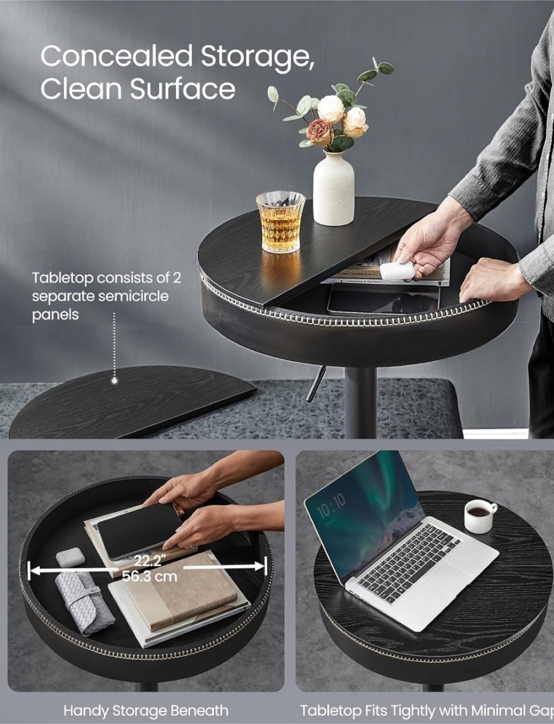 VASAGLE Round Adjustable Height Table - photo 5