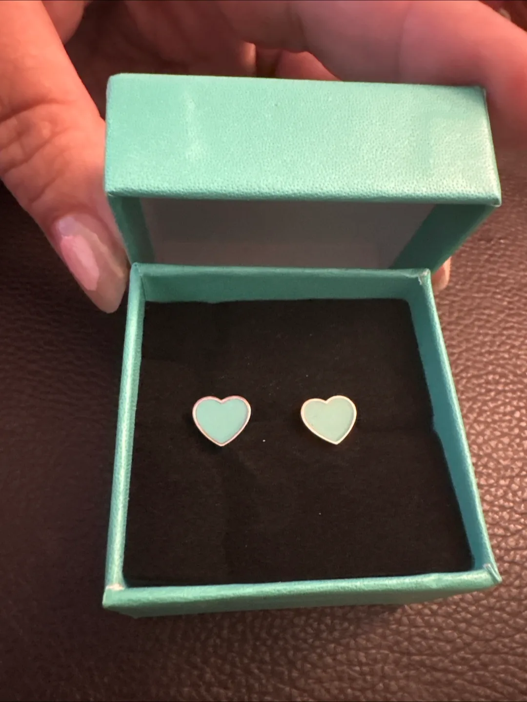 Tiffany Blue enamel silver SS Heart Earrings image indicator(2)