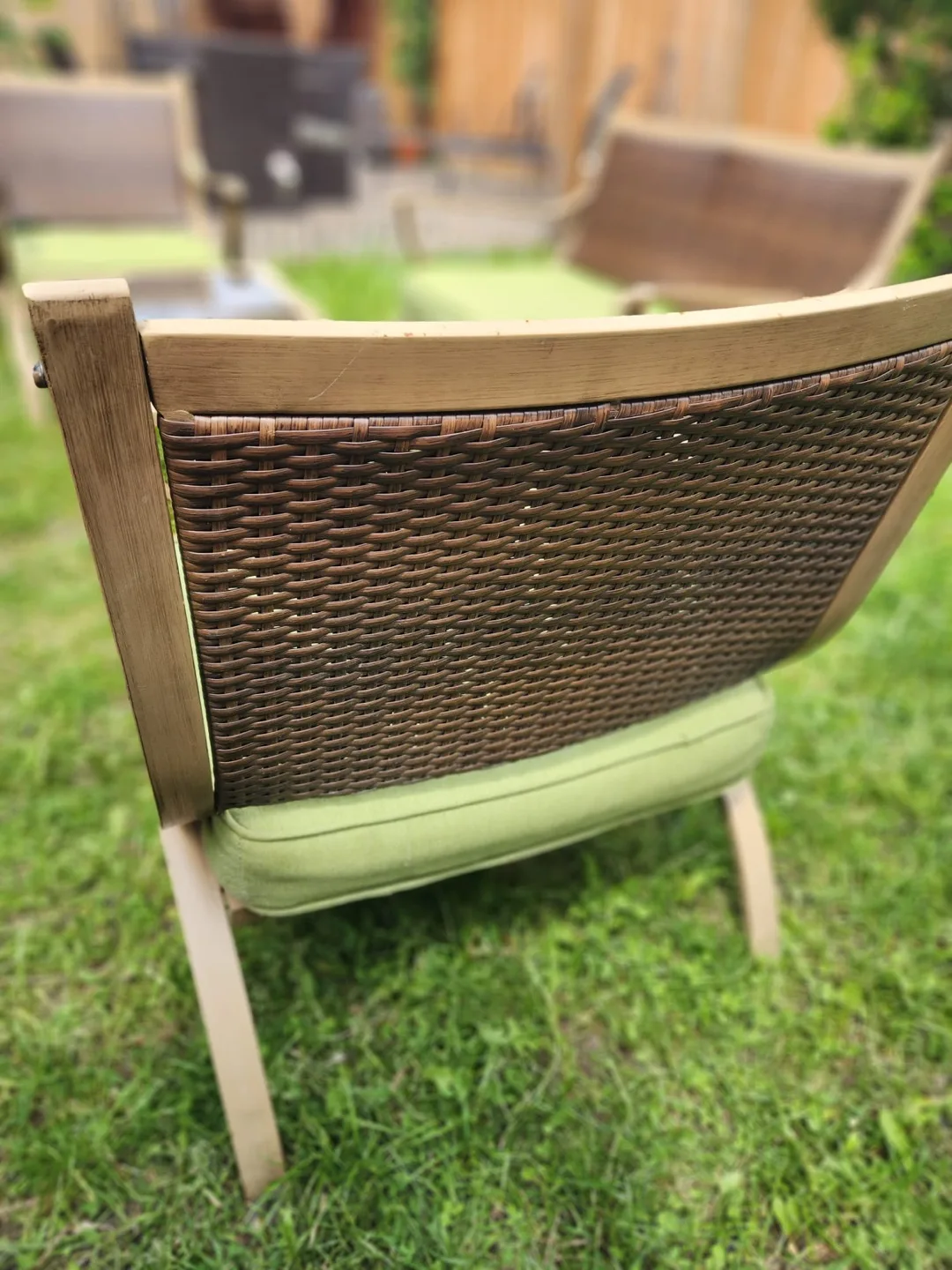 Oversized rattan and metal conversation patio set $350 FIRM image indicator(4)