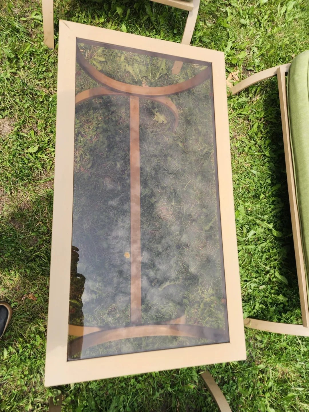 Oversized rattan and metal conversation patio set $350 FIRM image indicator(5)