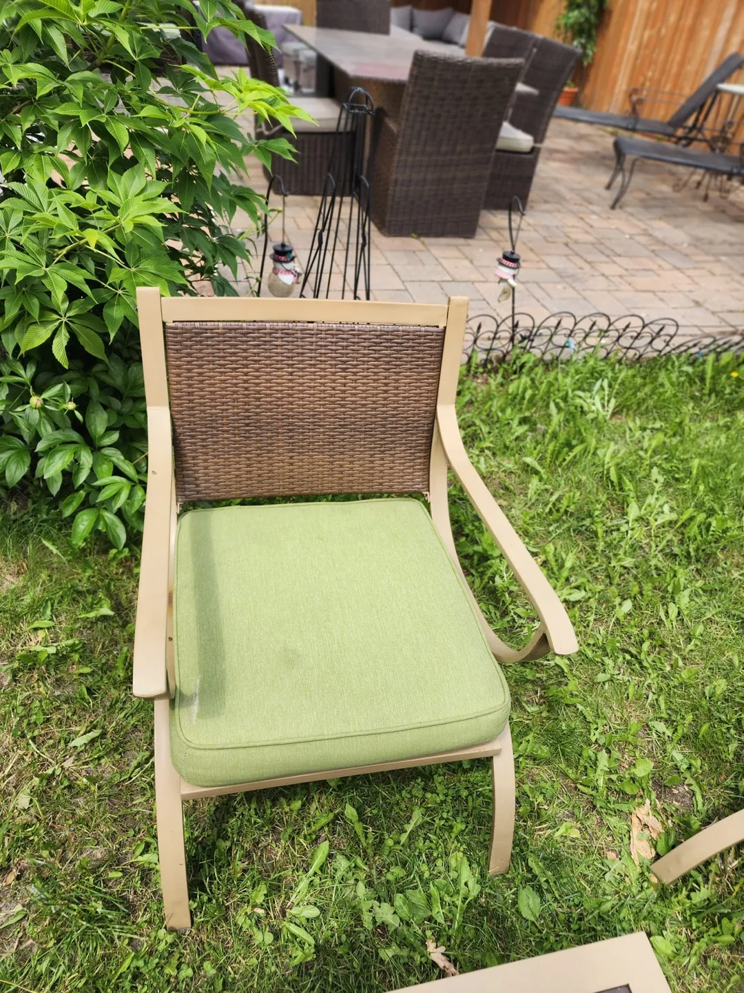 Oversized rattan and metal conversation patio set $350 FIRM image indicator(3)