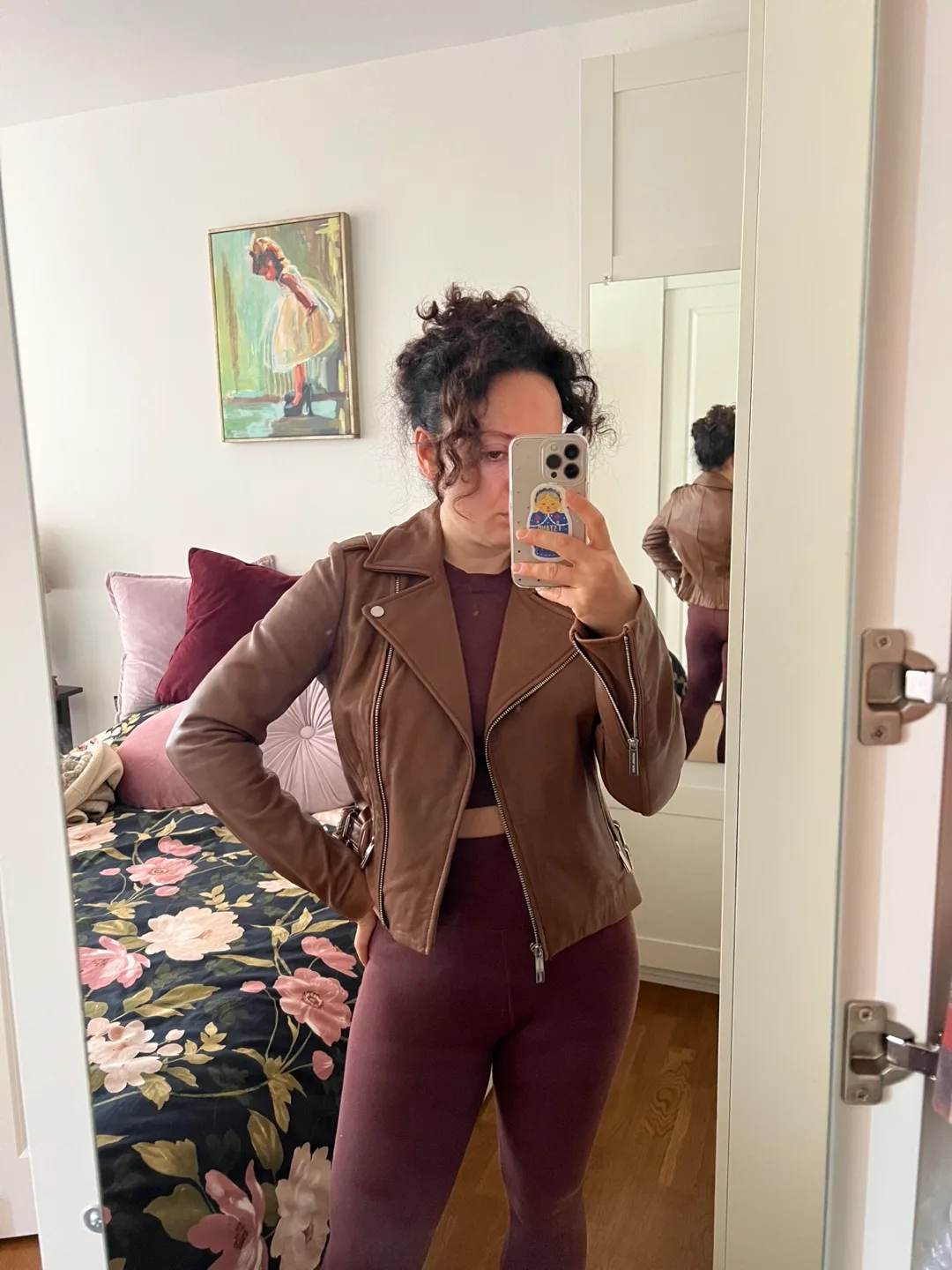 Michael Kors Brown Leather Jacket image indicator(2)