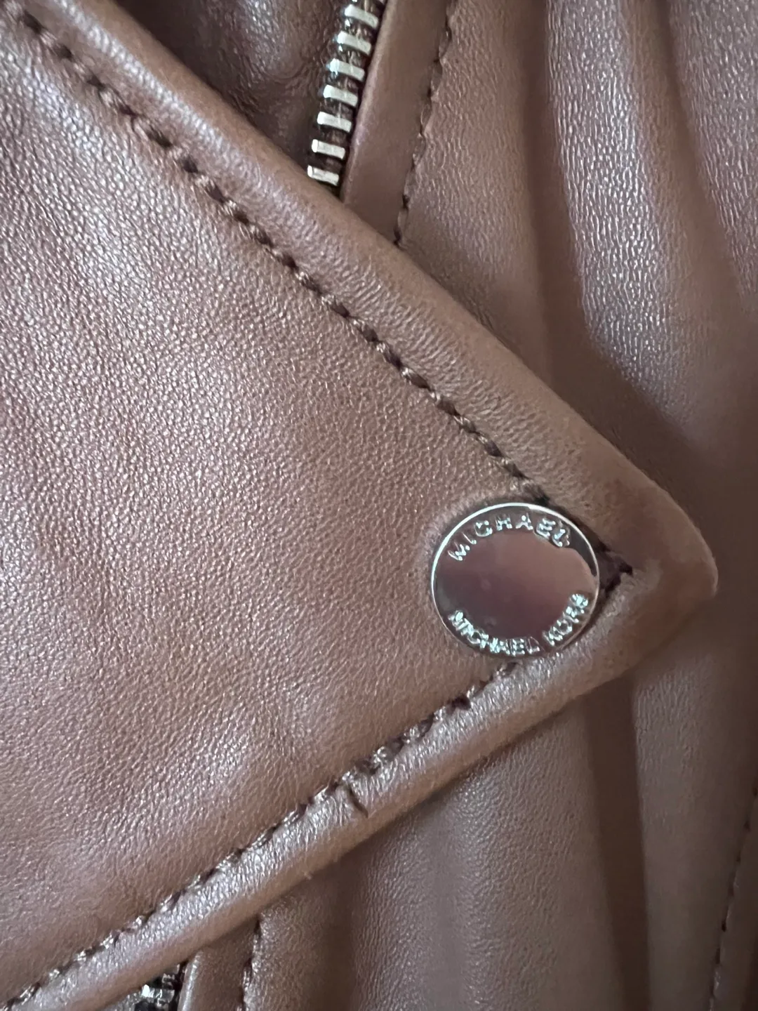 Michael Kors Brown Leather Jacket image indicator(4)