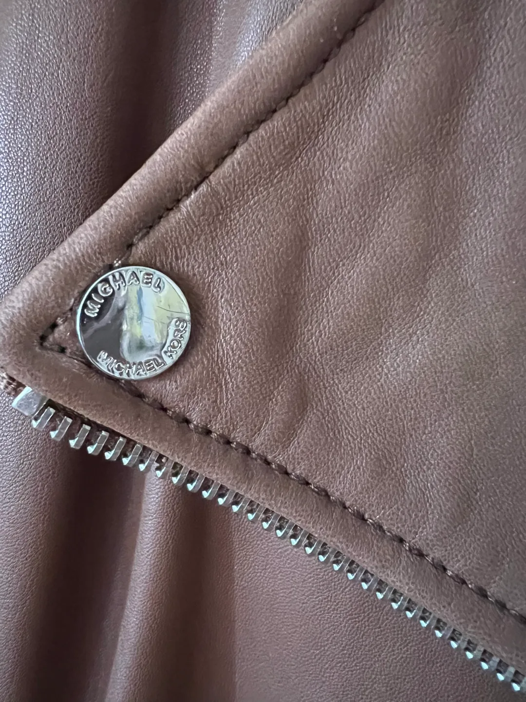 Michael Kors Brown Leather Jacket image indicator(5)