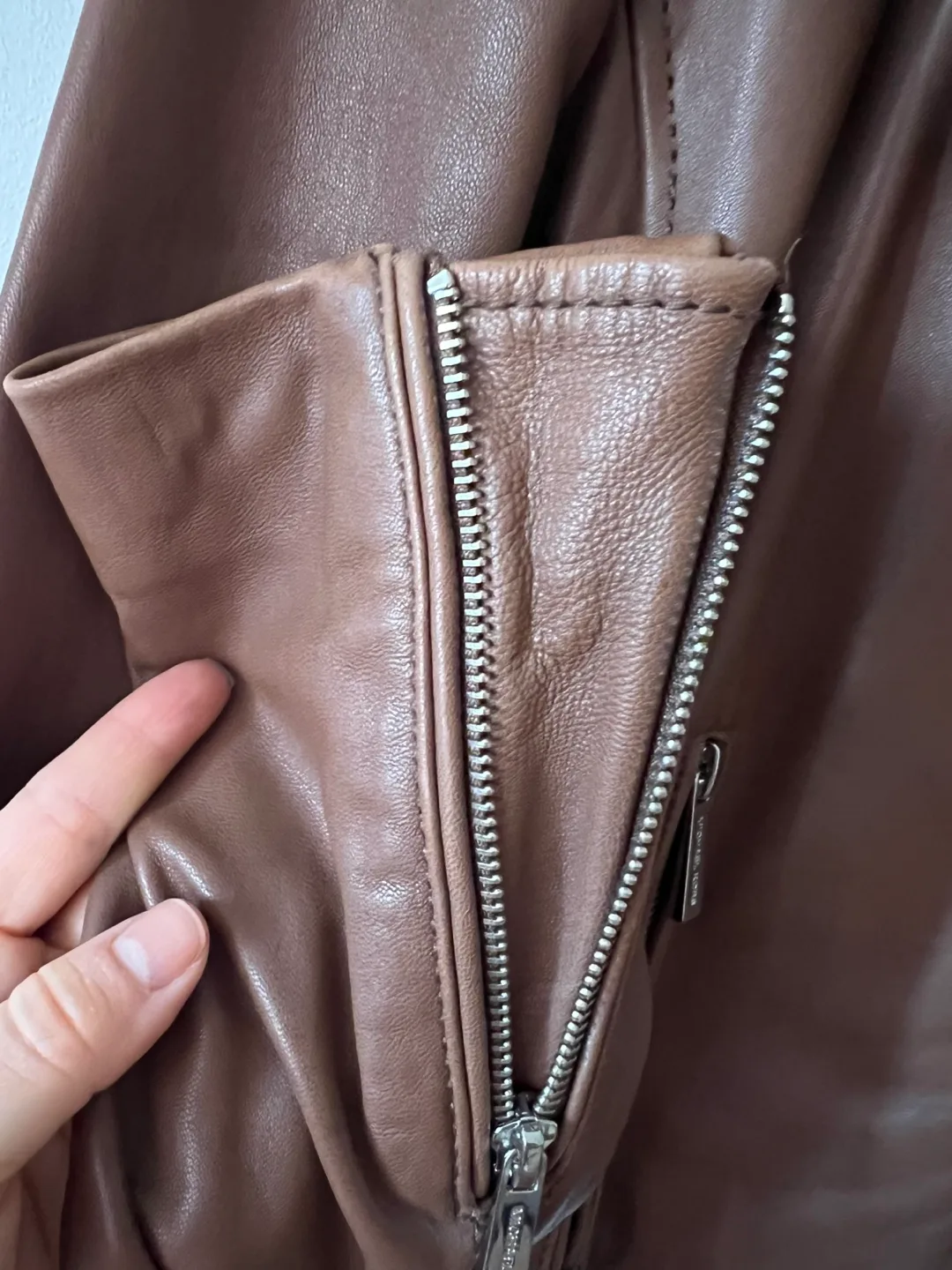 Michael Kors Brown Leather Jacket image indicator(7)