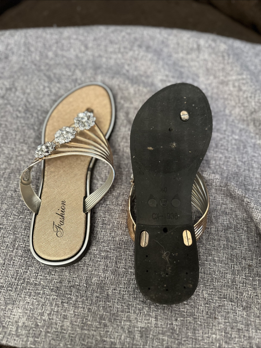 Gold & Rhinestone Flip-Flops - photo 2