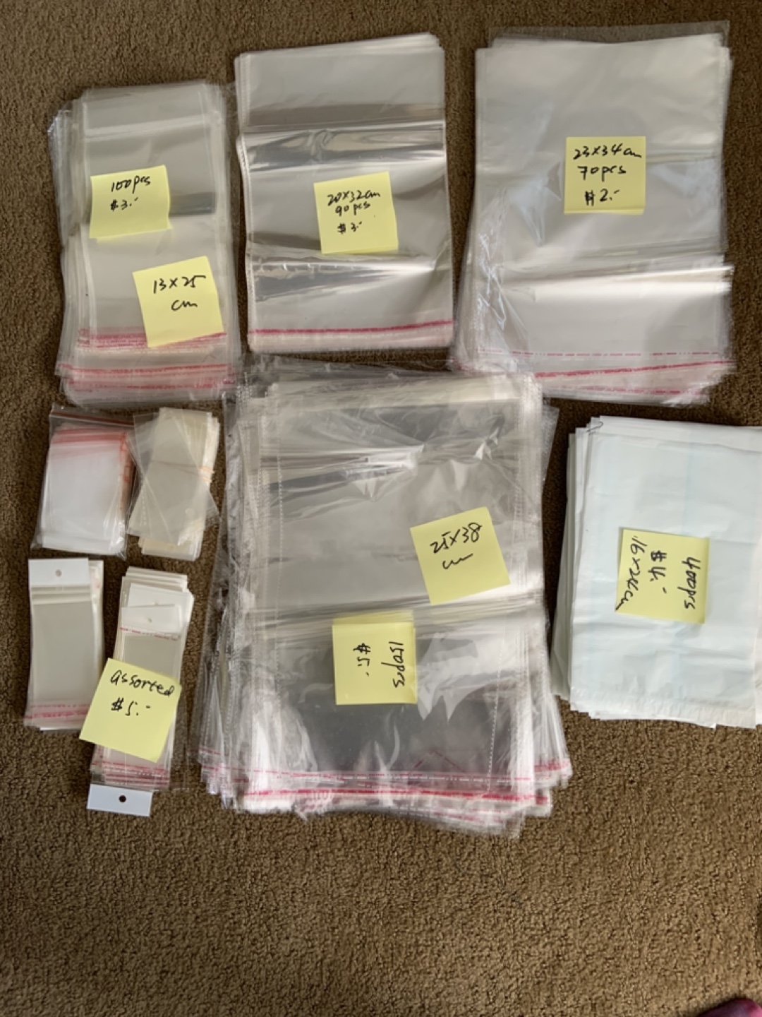 Various Sized Clear Plastic Bags