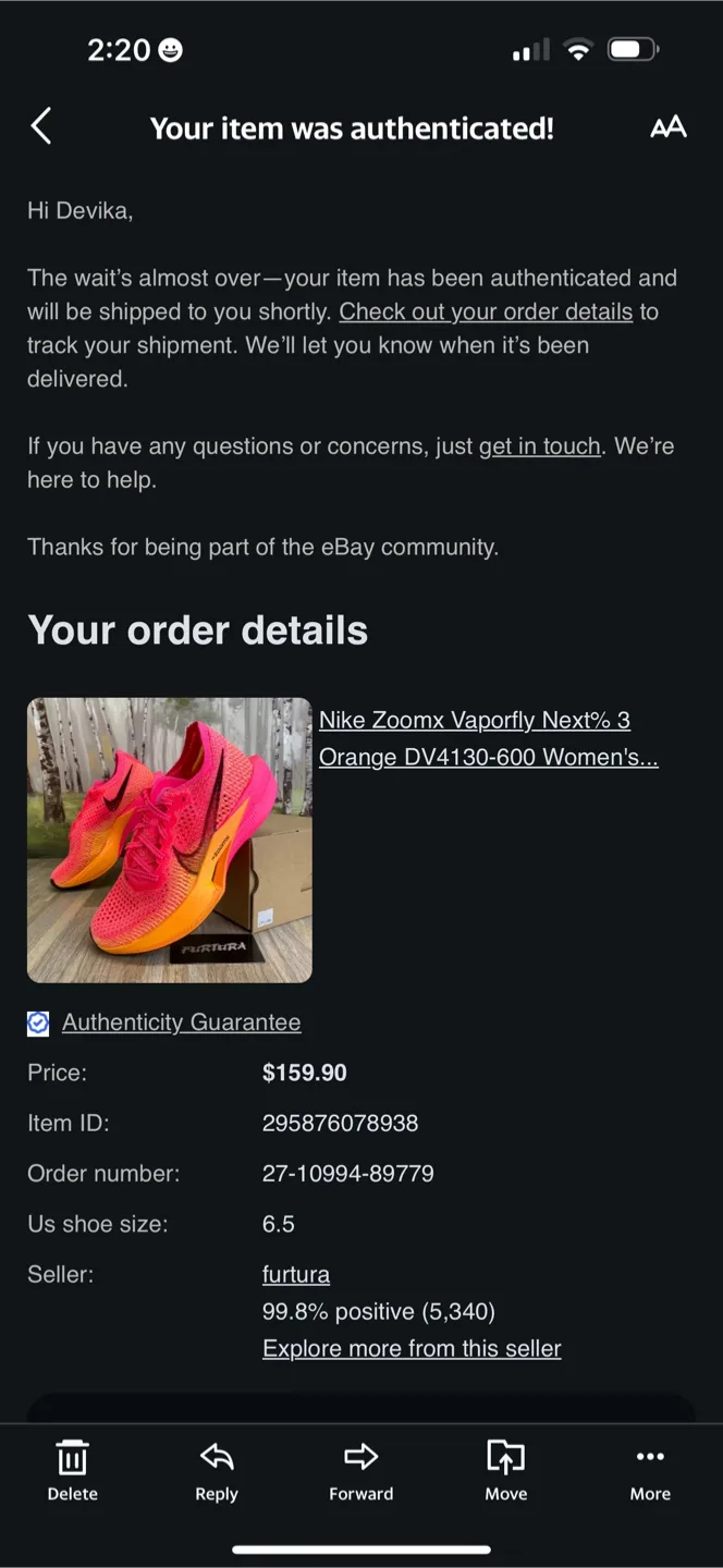 Nike Zoomx Vaporfly Next 3 Running Shoes Women’s 6.5 thumbnail