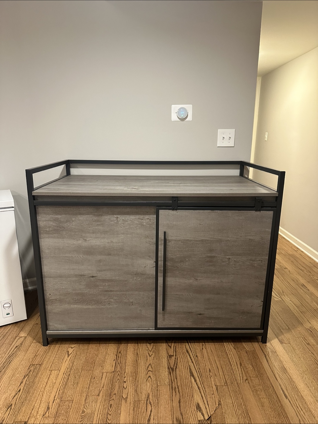 Sliding door farmhouse credenza - houses litter robot 3