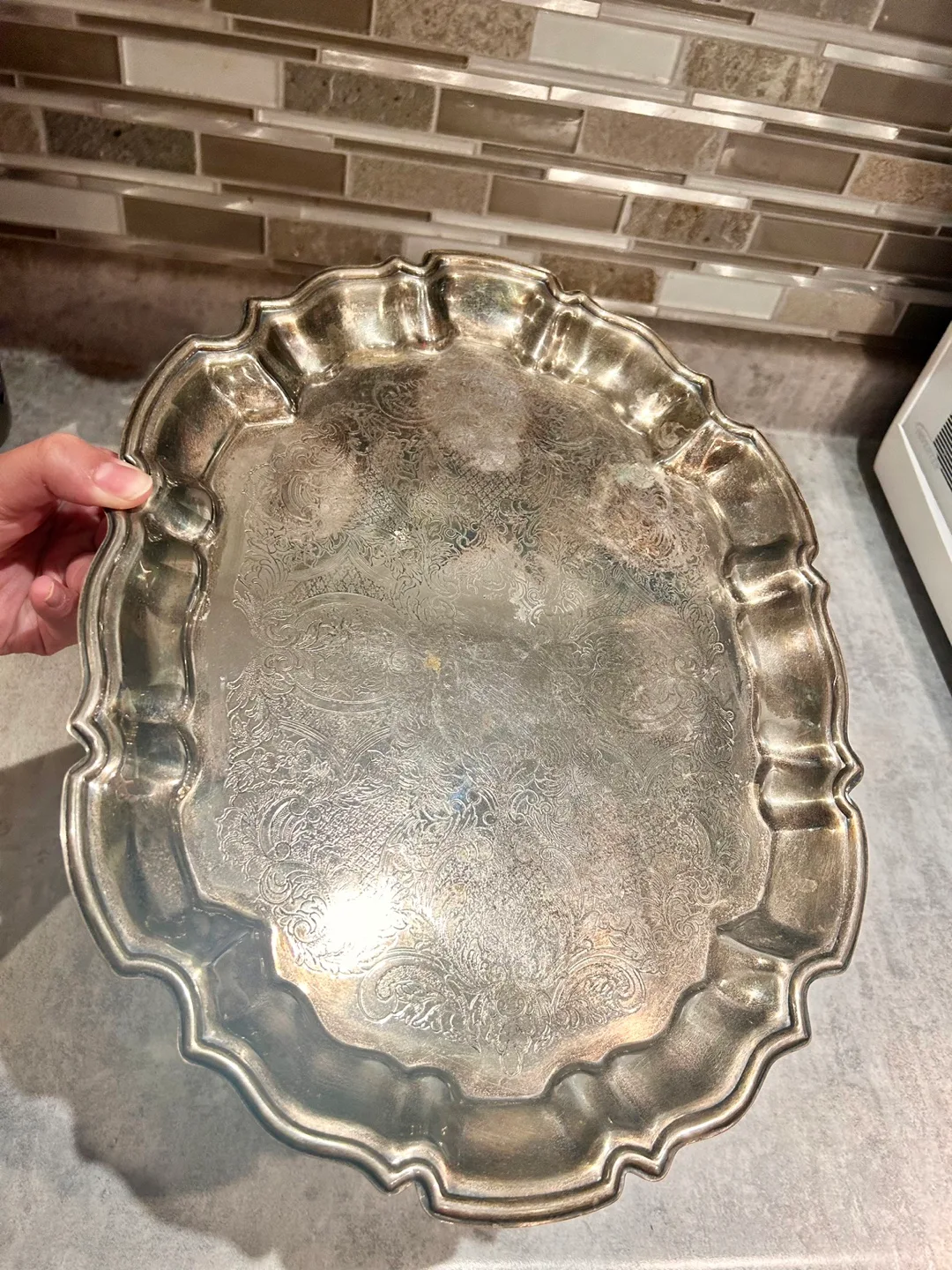Vintage Silver Serving Tray image indicator(2)
