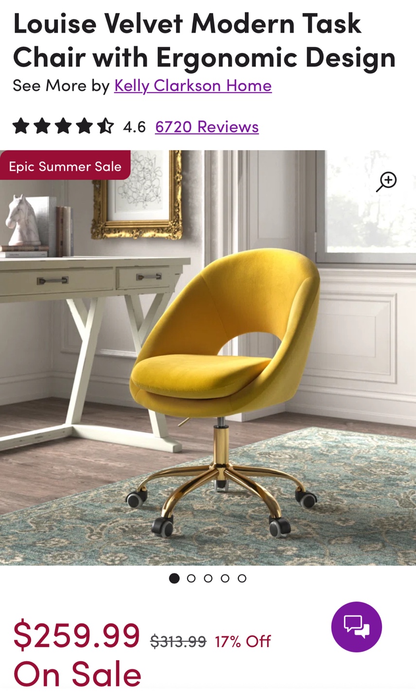 Modern Velvet Task Chair Gray - photo 4