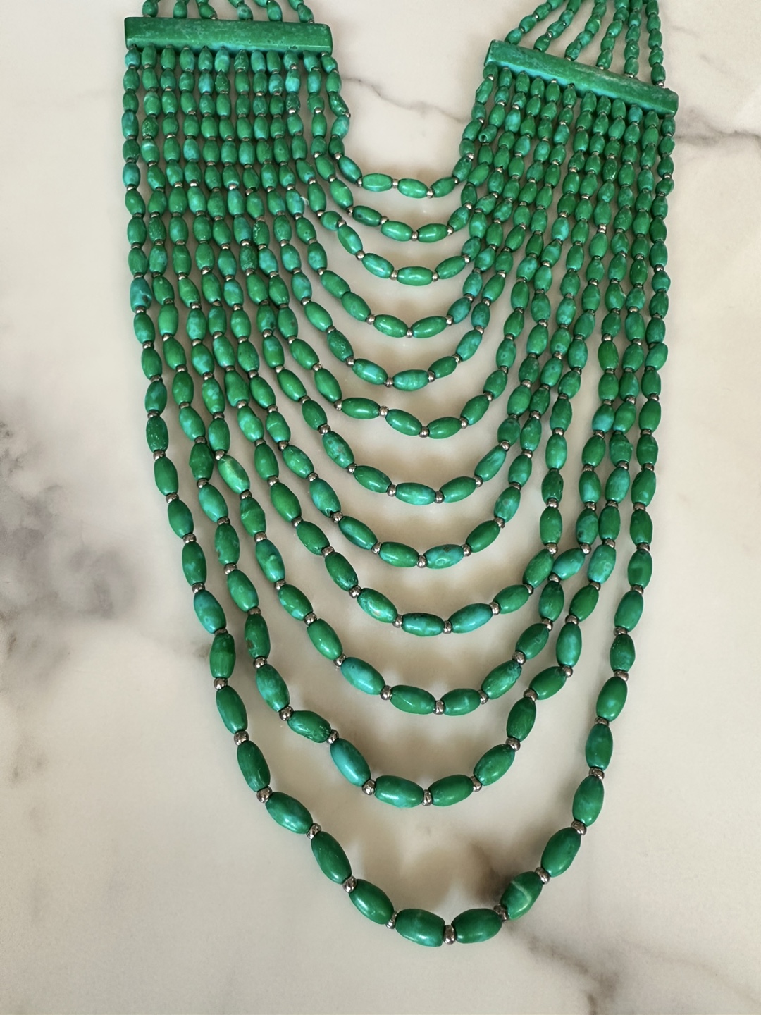 Artisan Bovine Green Bead Necklace - photo 4