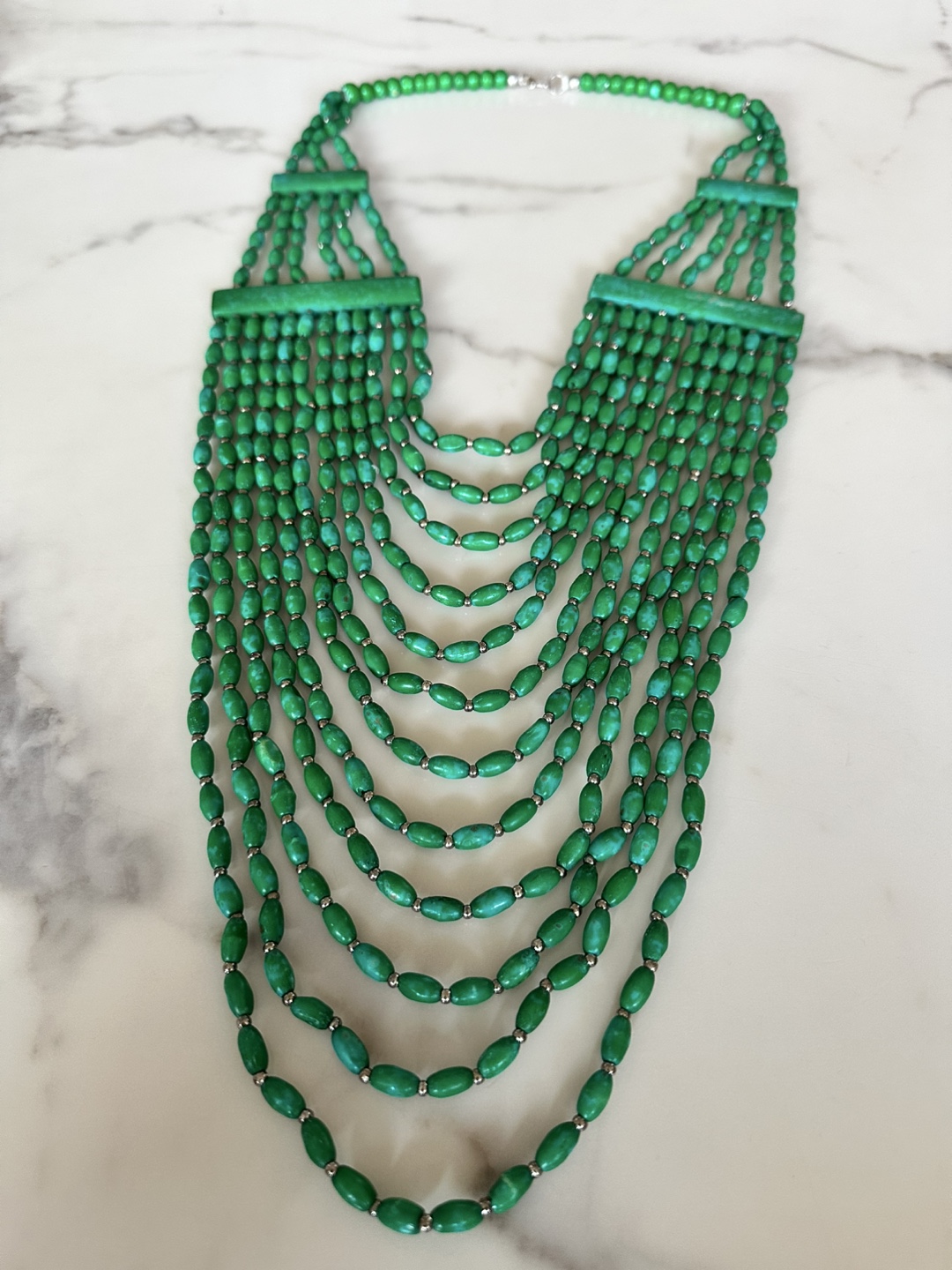 Artisan Bovine Green Bead Necklace - photo 3