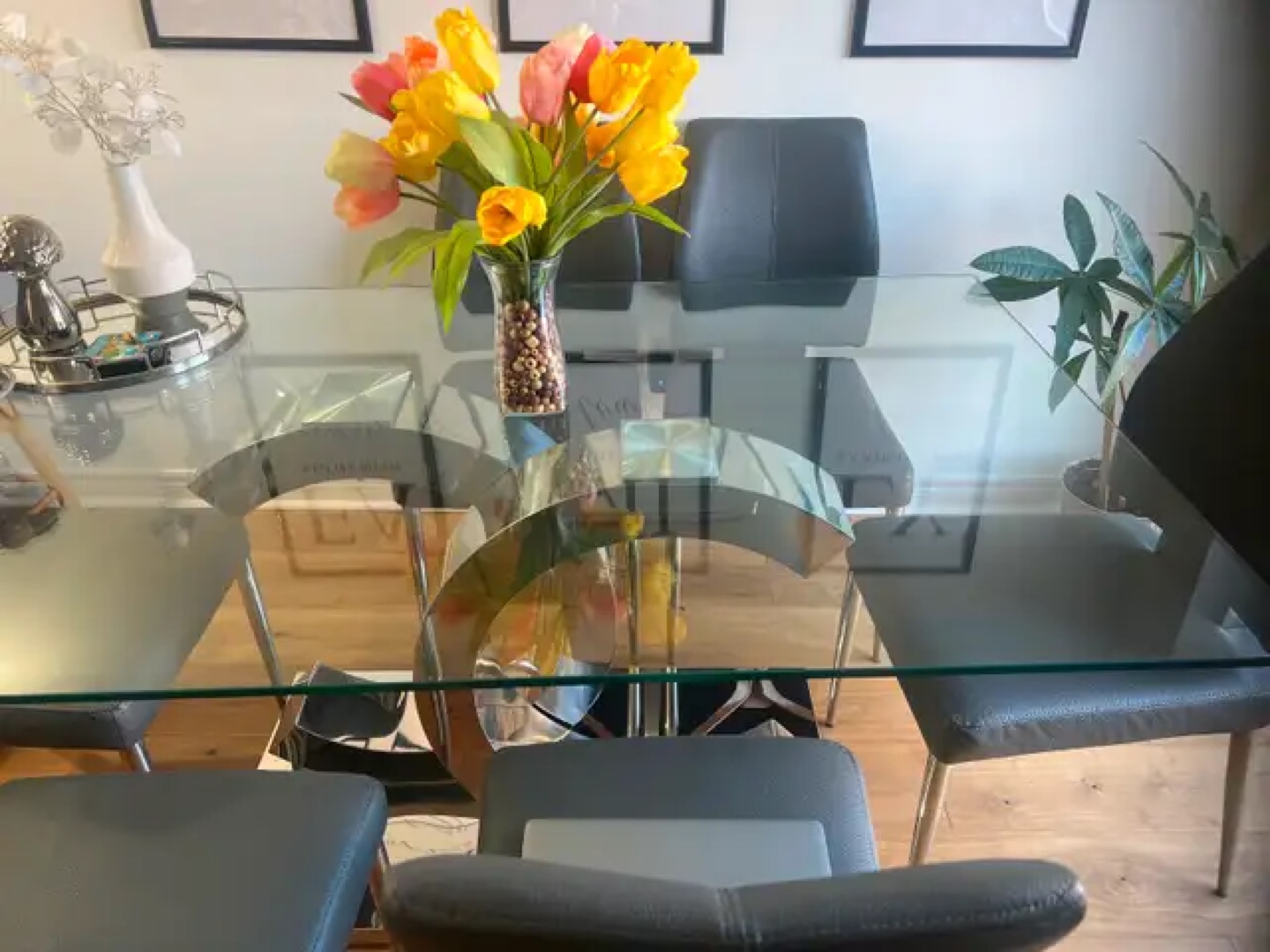 Glass Top Dining Table with Chairs