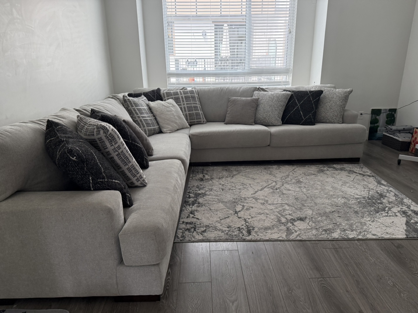 Barely Corner Sectional Couch with Pillows and ottoman