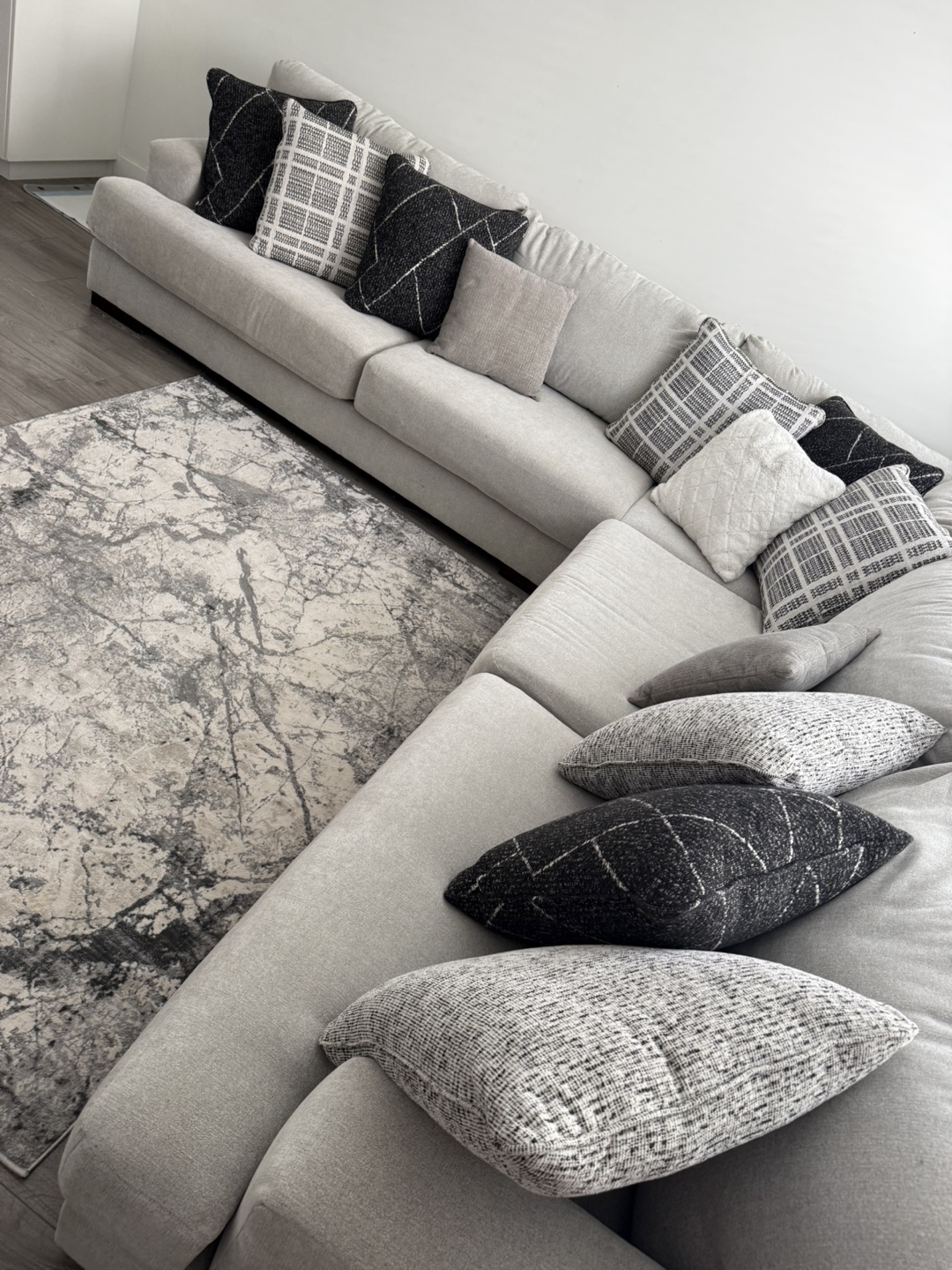 Barely Corner Sectional Couch with Pillows and ottoman - photo 4