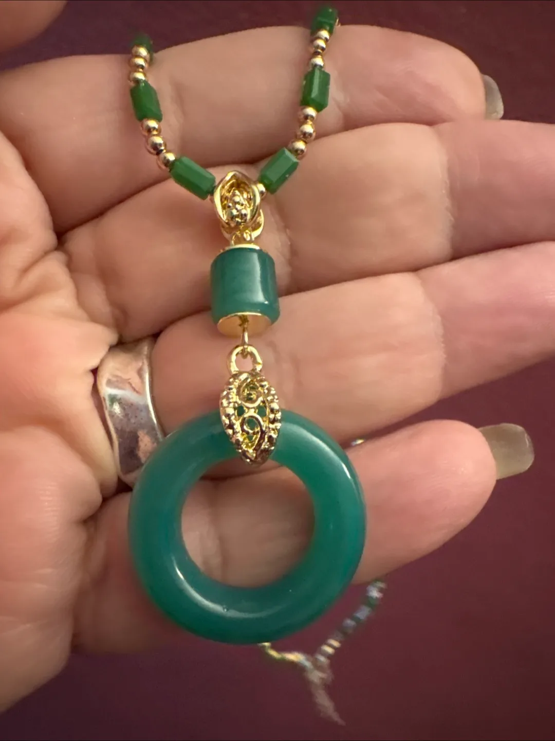 Green jade Pendant Necklace image indicator(3)