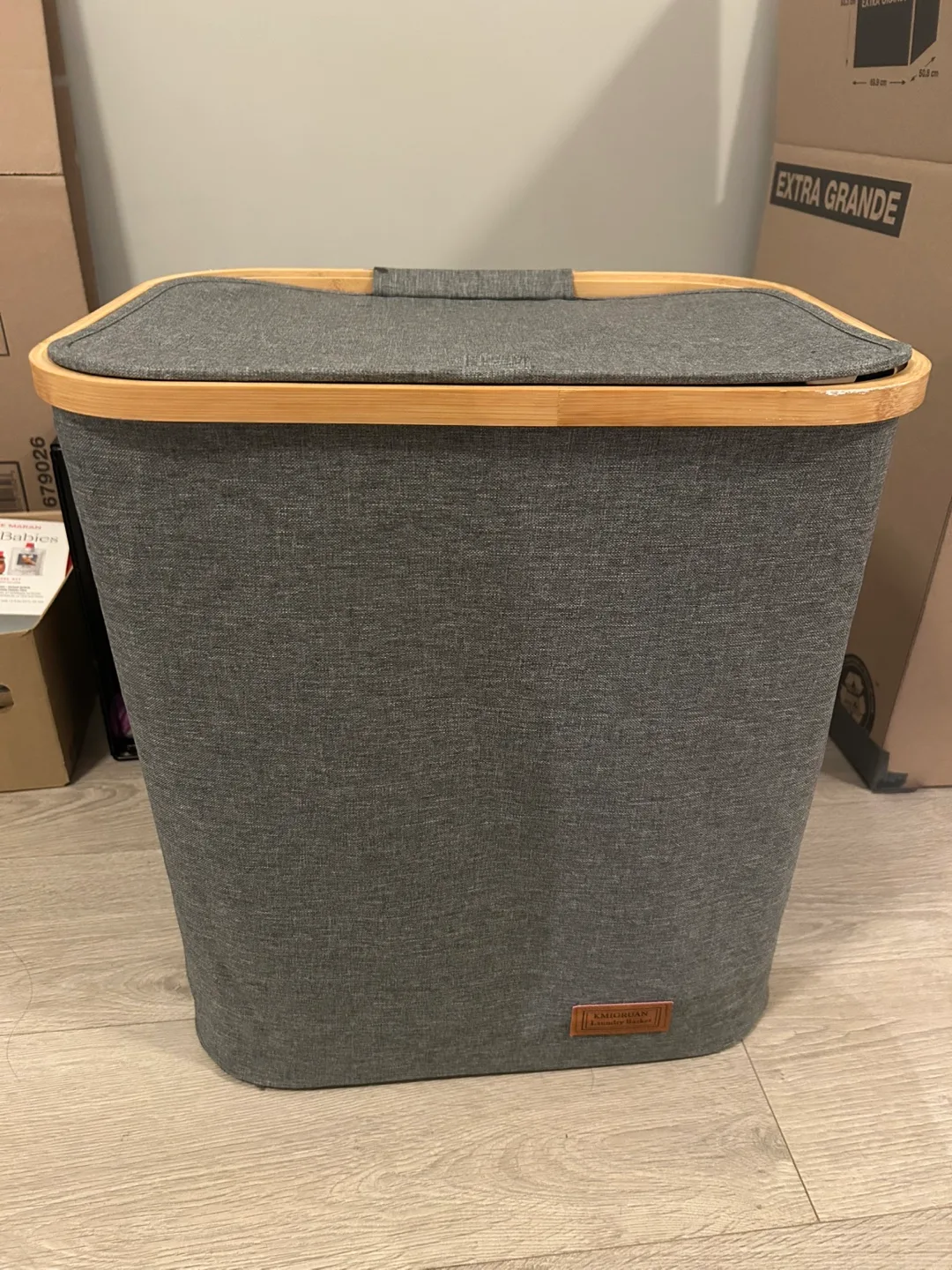 Grey Laundry Hamper (Foldable with Handle) thumbnail