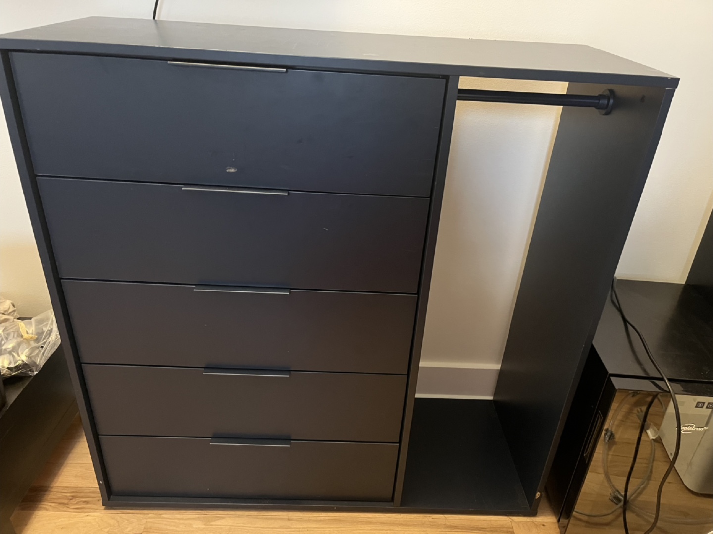 IKEA Navy Dresser with Hanging Rod
