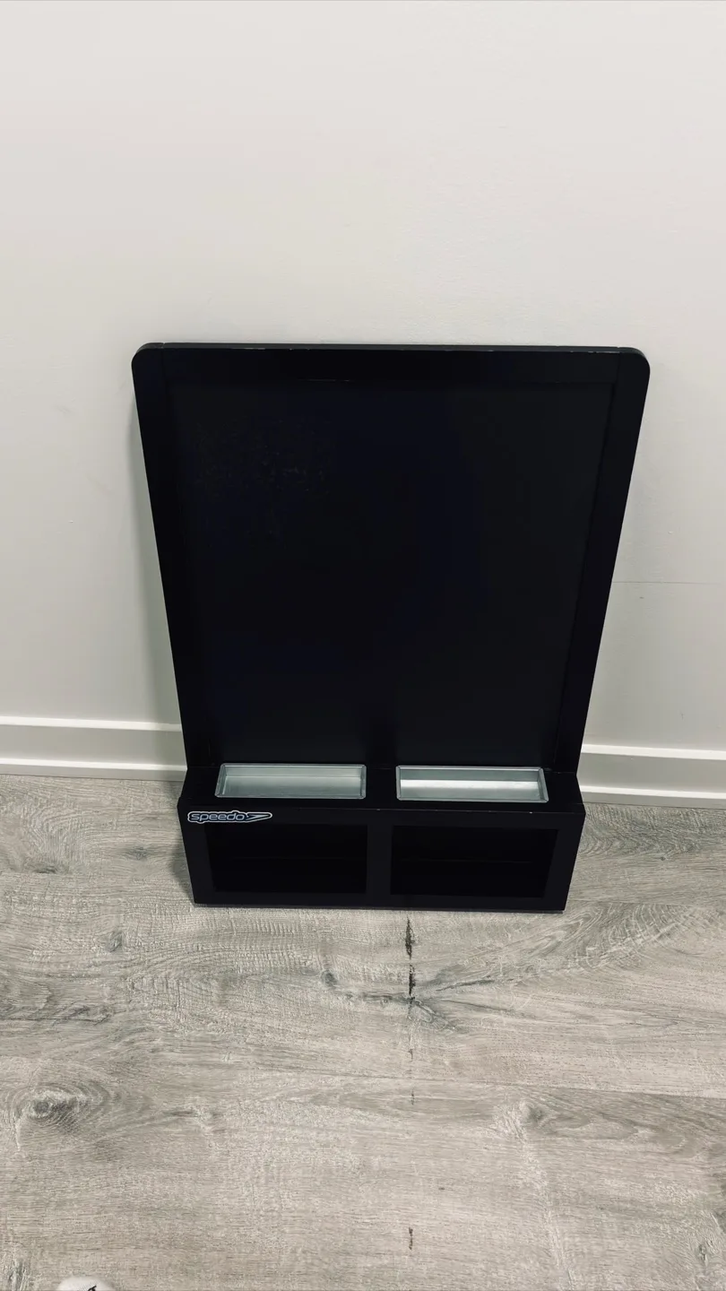 Black Wall-Mounted Chalkboard with Cubbies thumbnail