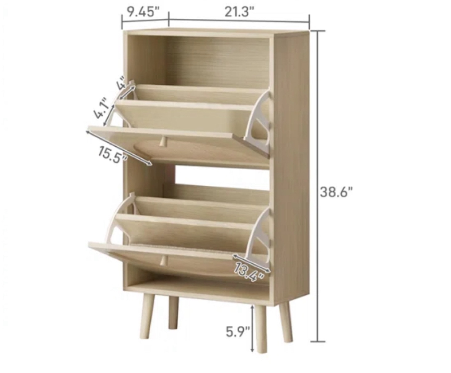 2 Flip Drawers Rattan Shoe Cabinet Shoe Storage Organizer Unit - photo 4