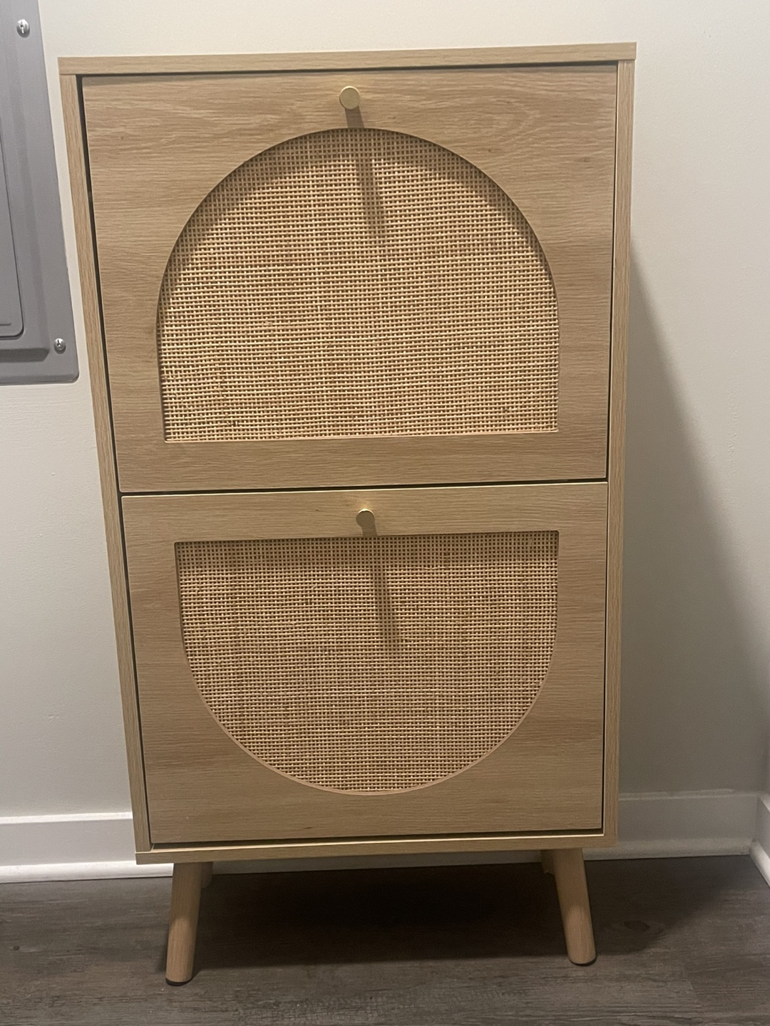 2 Flip Drawers Rattan Shoe Cabinet Shoe Storage Organizer Unit