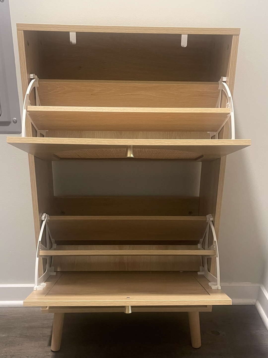 2 Flip Drawers Rattan Shoe Cabinet Shoe Storage Organizer Unit - photo 2