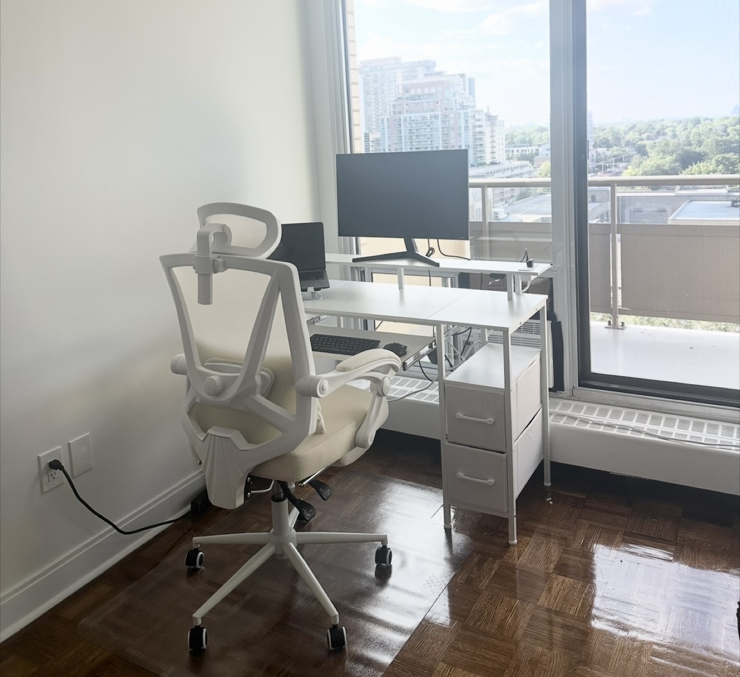 White Desk with Fabric Drawers - sells for $160 online!
