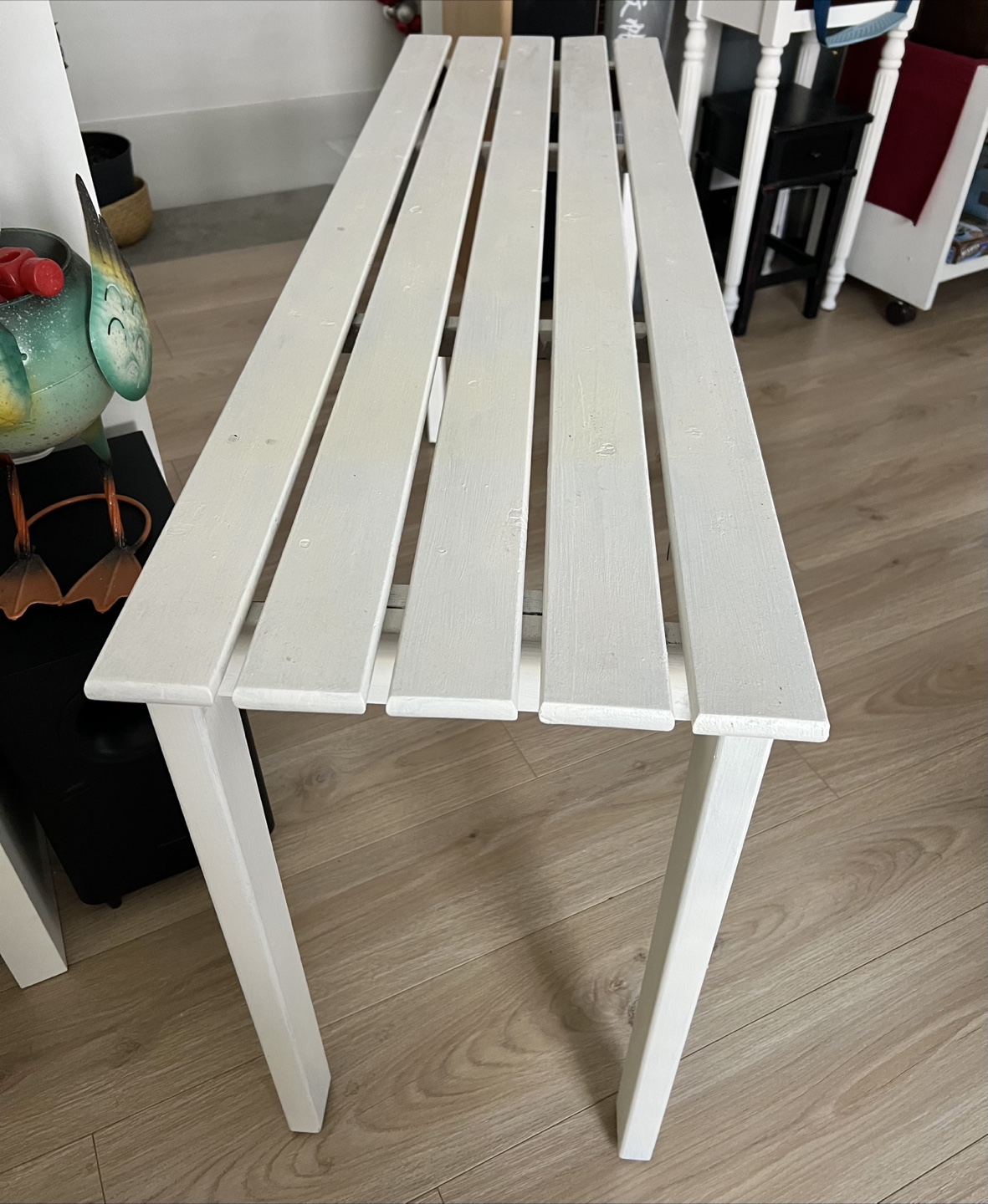Long Hallway table, solid wood, painted white - photo 2