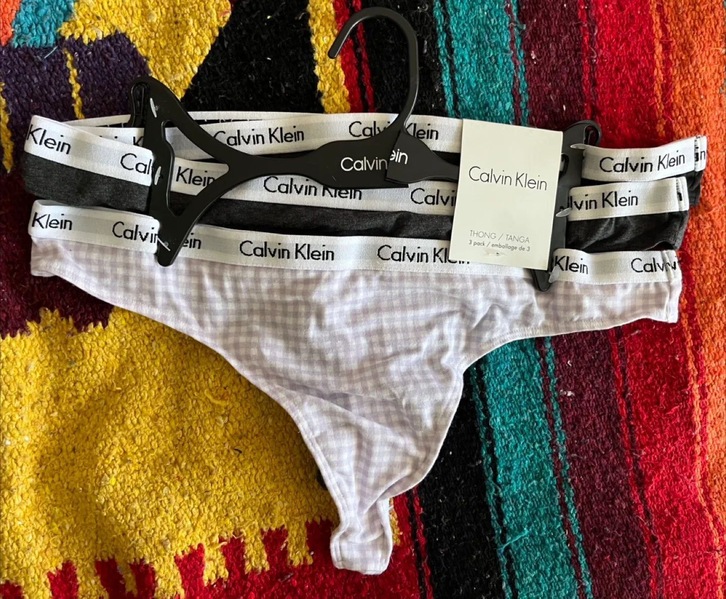 Women’s Underwear Calvin Klein Brand New 3 Pack Thong Size L thumbnail